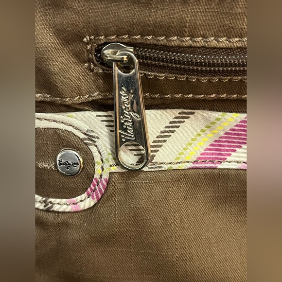 Thirty-One Brown‎ Expandable Adjustable Strap Crossbody Brown and Pink Plaid - Picture 3 of 13